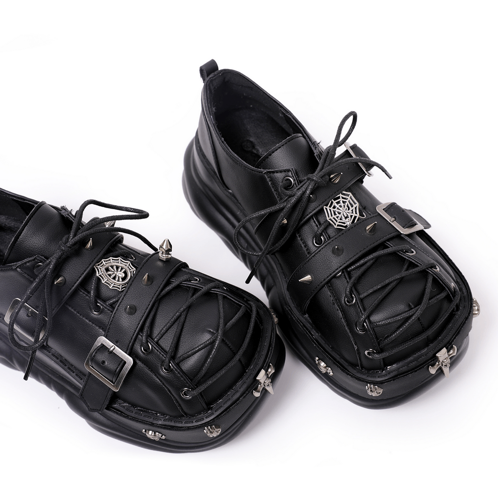 Punk Lace Up Creepers with Charms and Strap Details