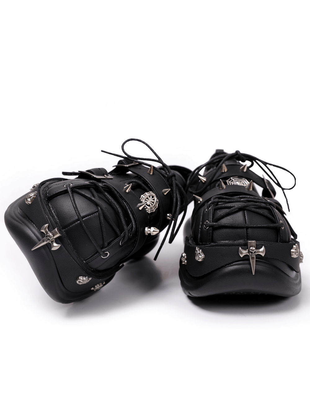Punk Lace Up Creepers with Charms and Strap Details