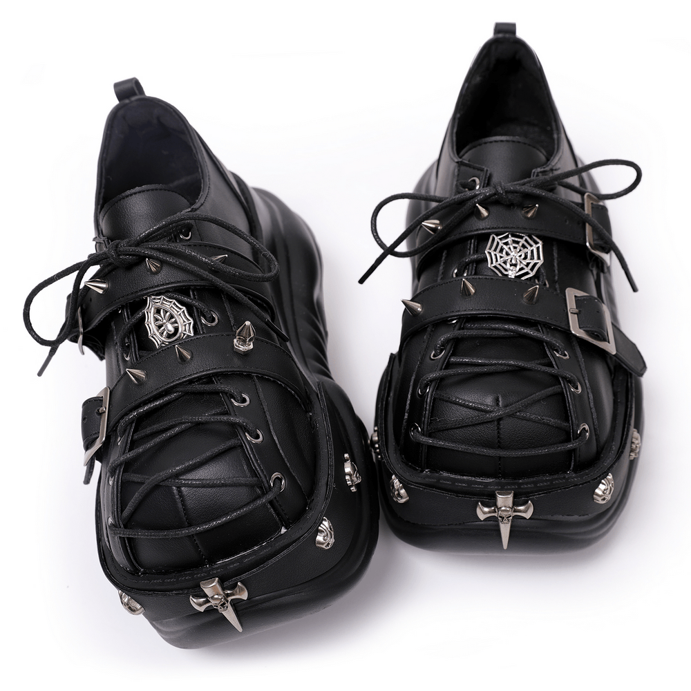 Punk Lace Up Creepers with Charms and Strap Details