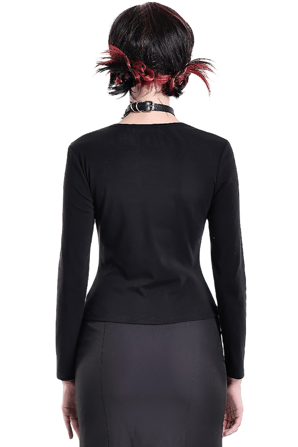 Punk Long Sleeve Top with Fishnet and Ring Accents