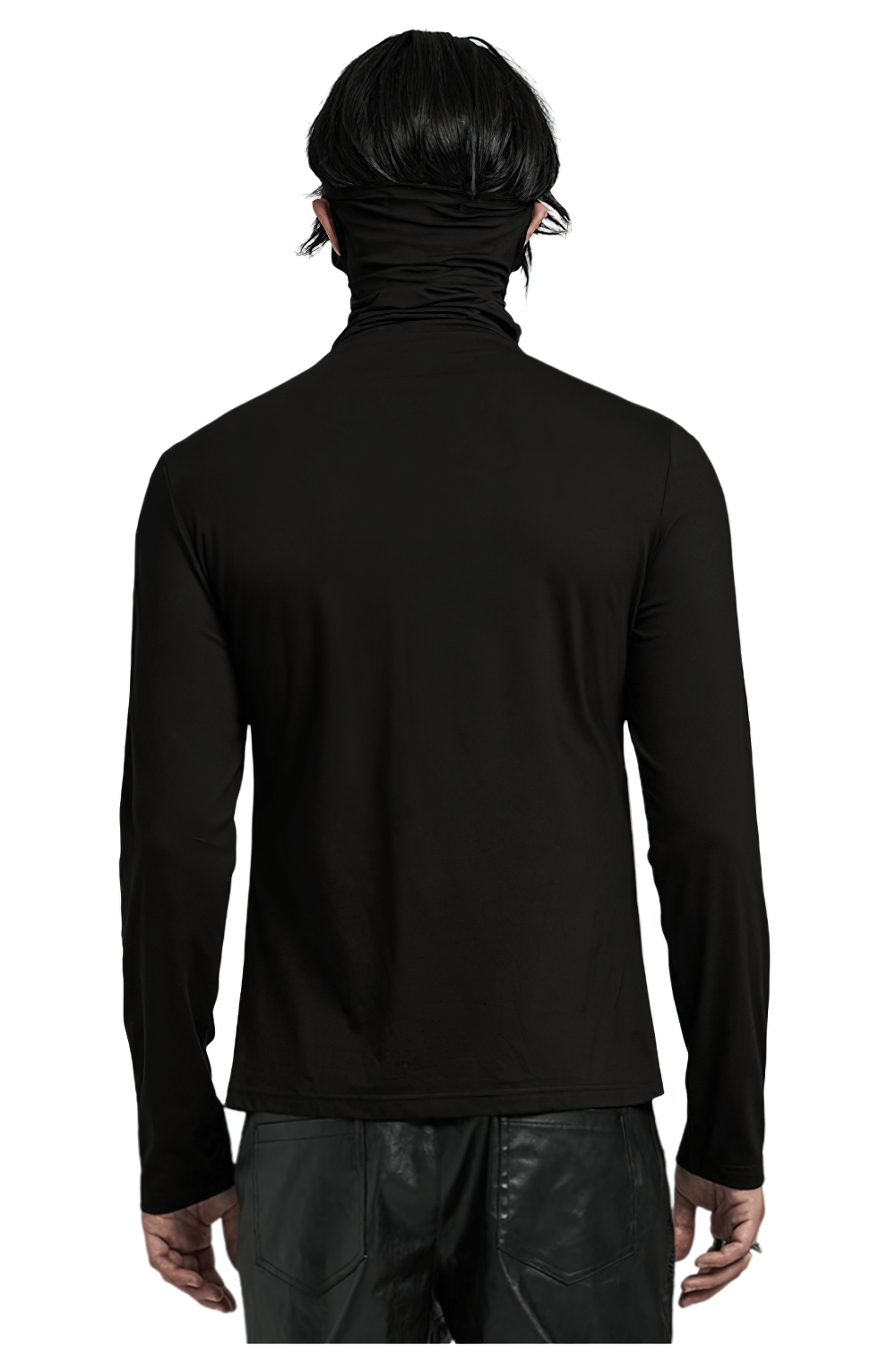 US SALE of Punk Men's High Collar Top with Spiked Details