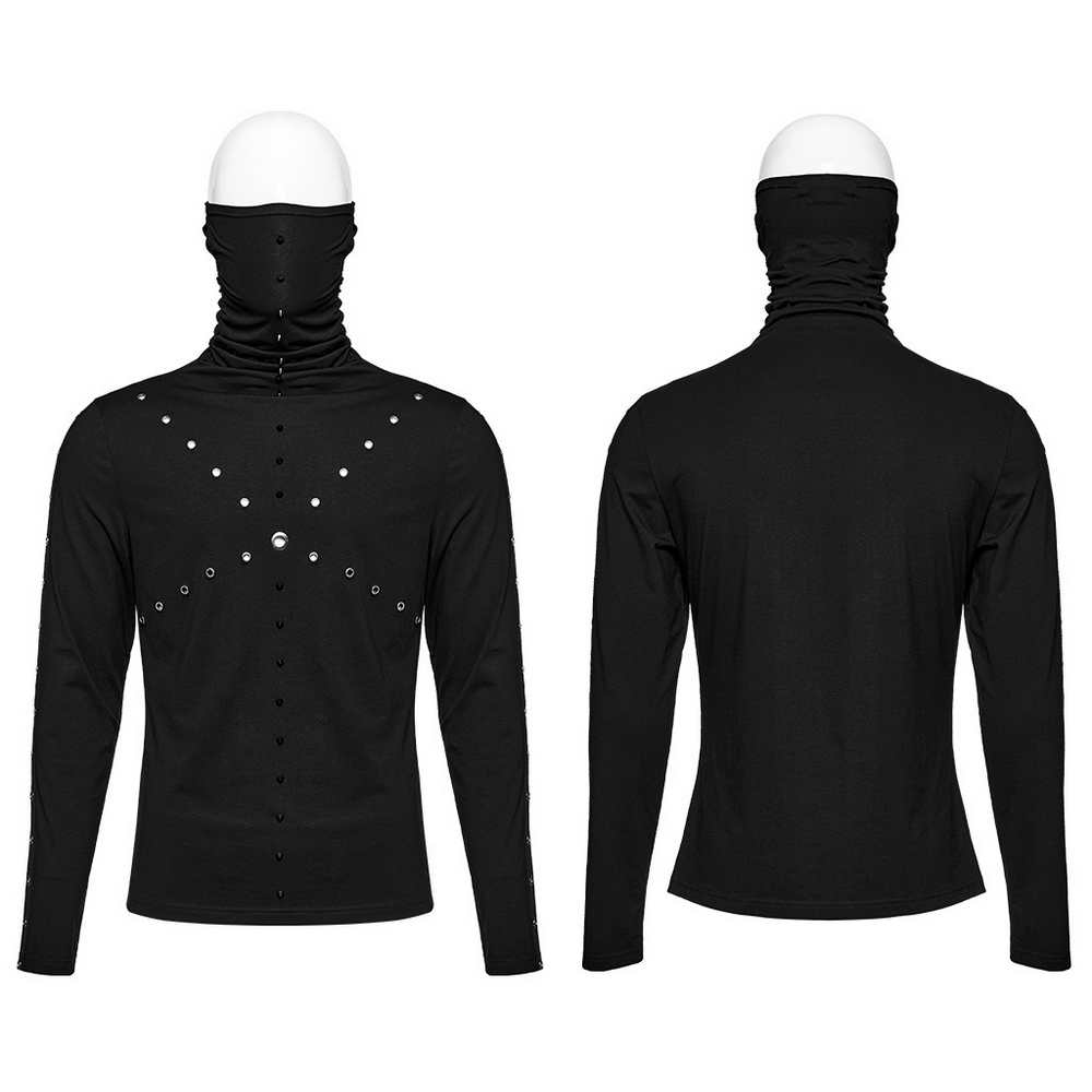 US SALE of Punk Men's High Collar Top with Spiked Details
