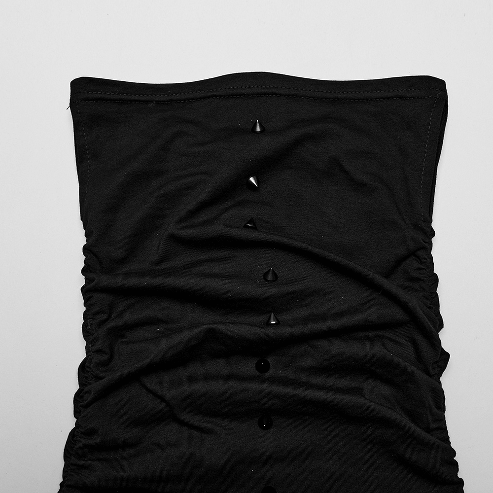 US SALE of Punk Men's High Collar Top with Spiked Details