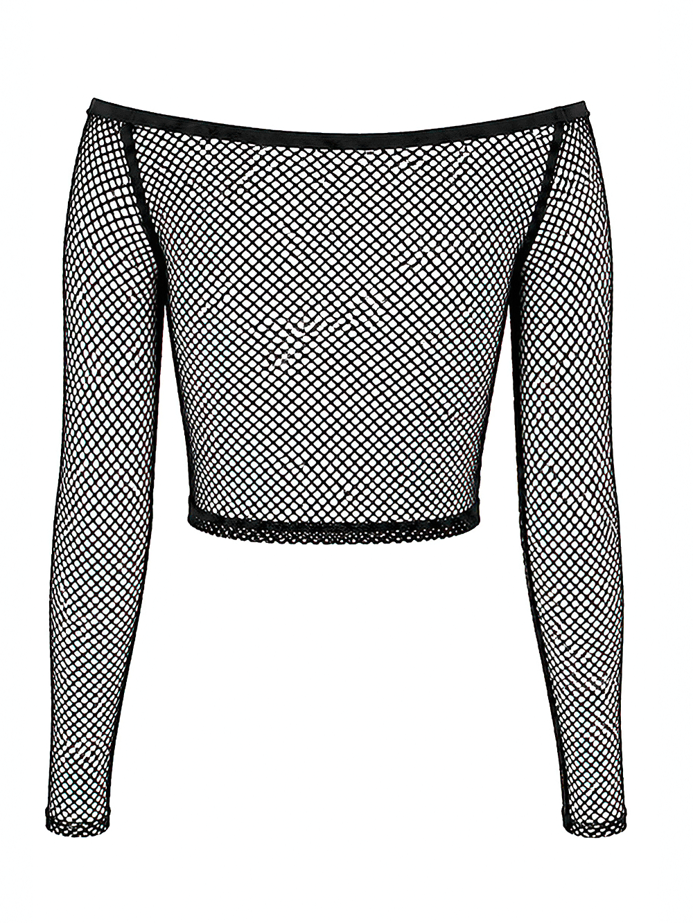 Punk Mesh Off Shoulder Top with Zipper and Stud Details