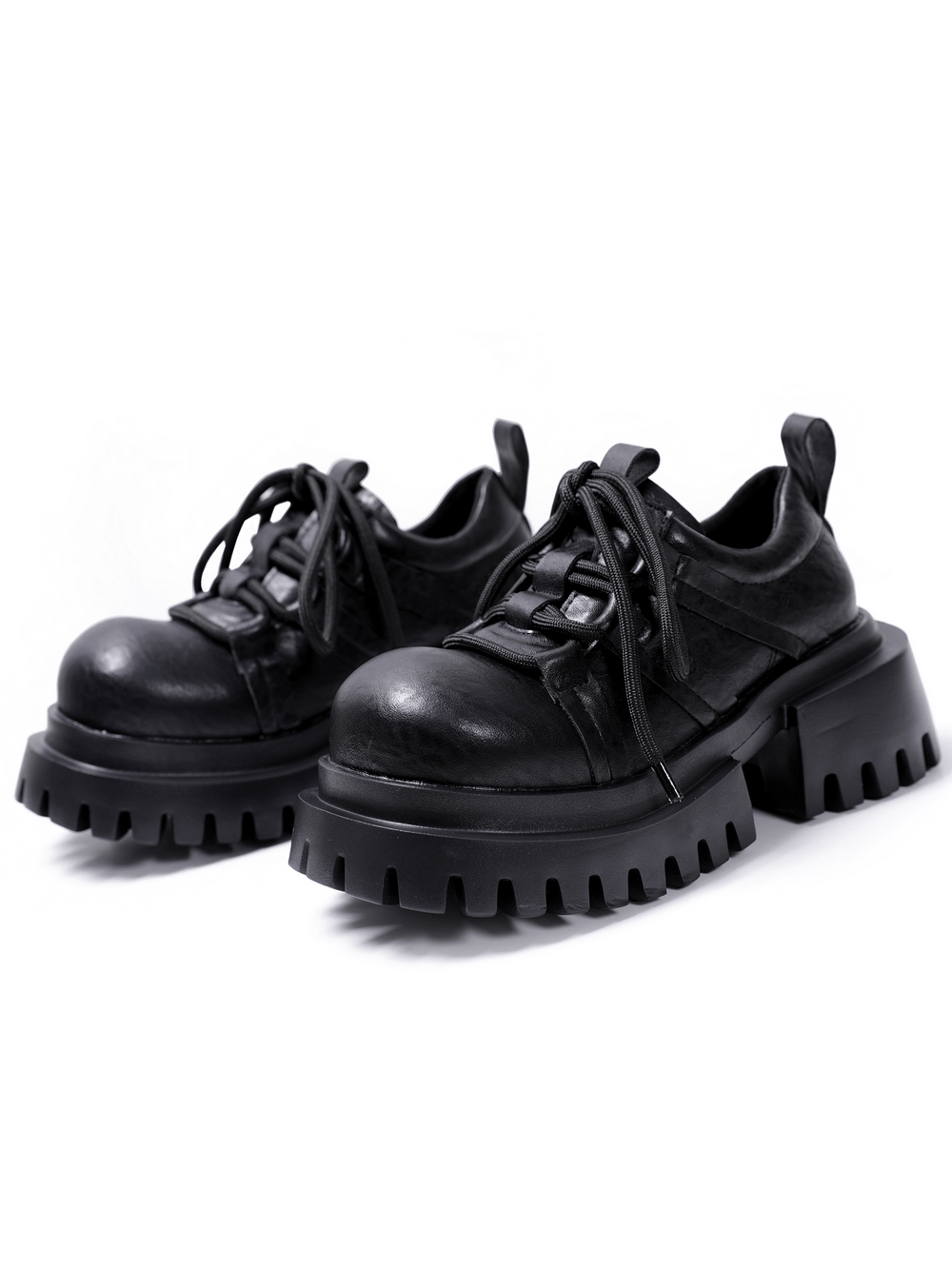 Punk Platform Derby Shoes with Sculpted Tread Sole