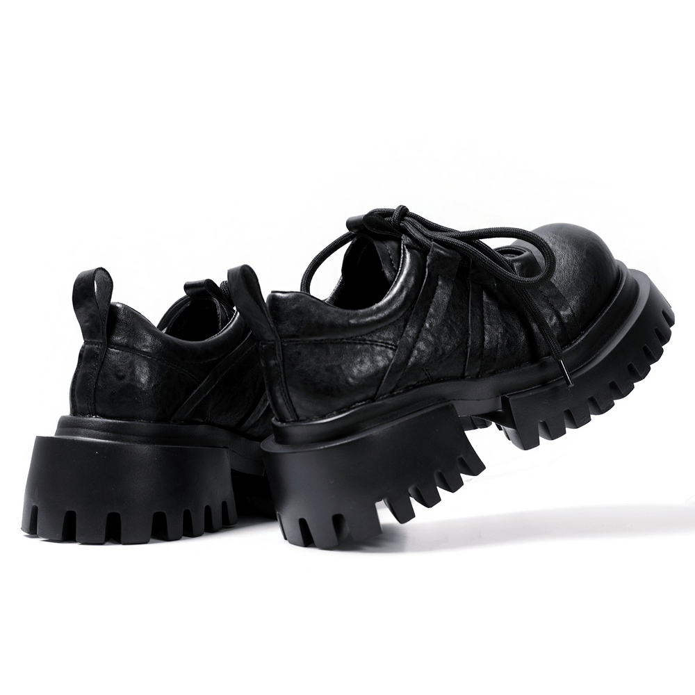 Punk Platform Derby Shoes with Sculpted Tread Sole
