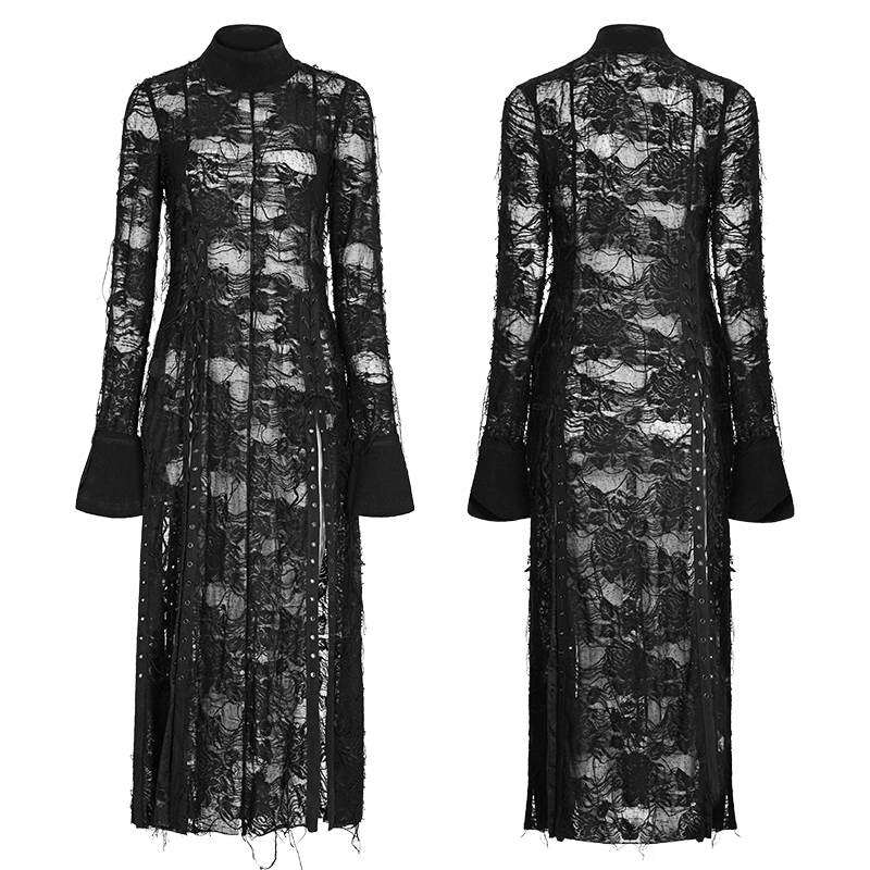 Punk Rave Gothic Lace Rope Dress - Black Witch