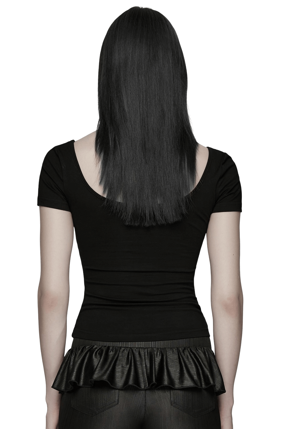 Punk Style Mesh Lace Cutout Short Sleeve T-shirt