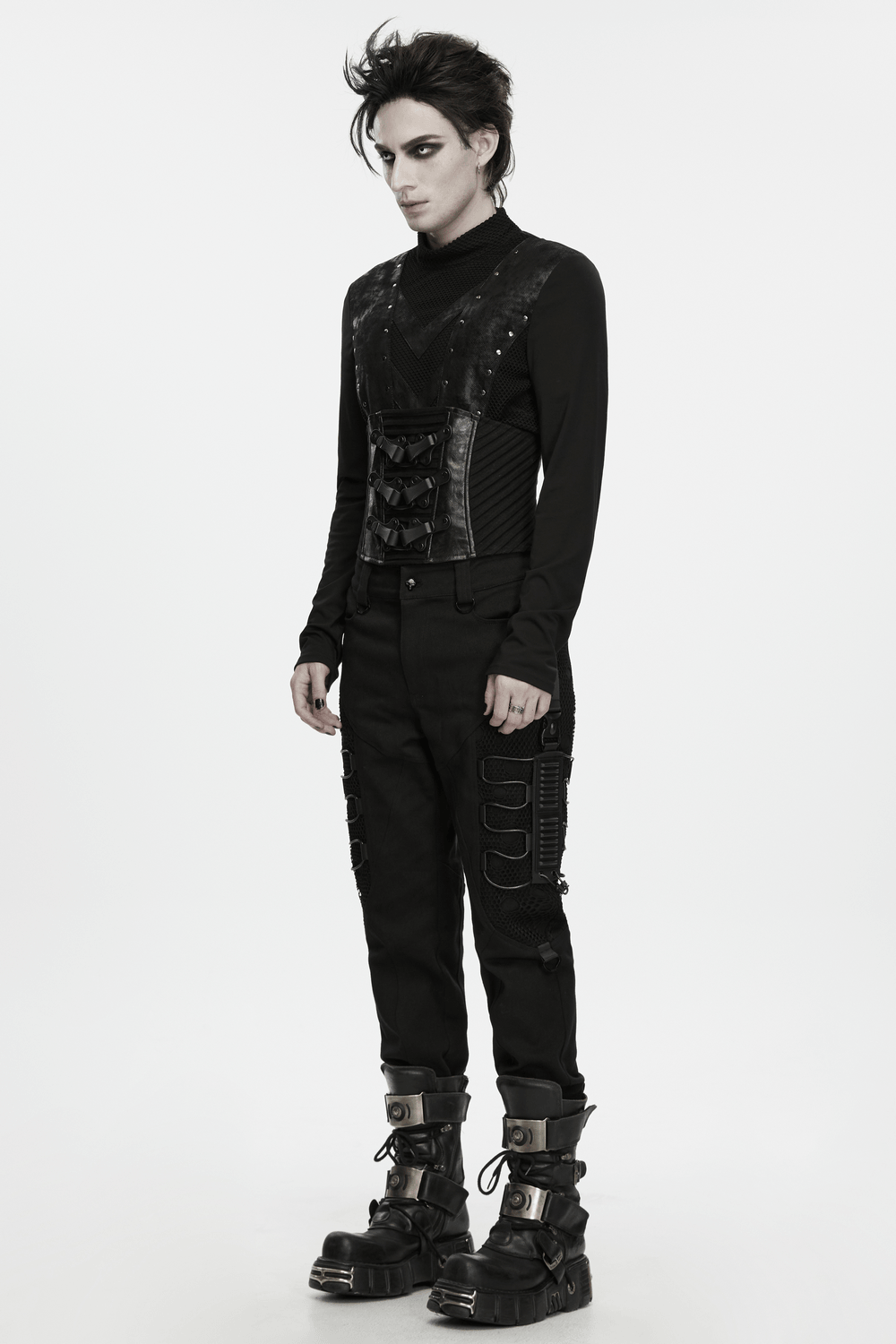 Punk Techwear Corset with Buckle Hardware for Men