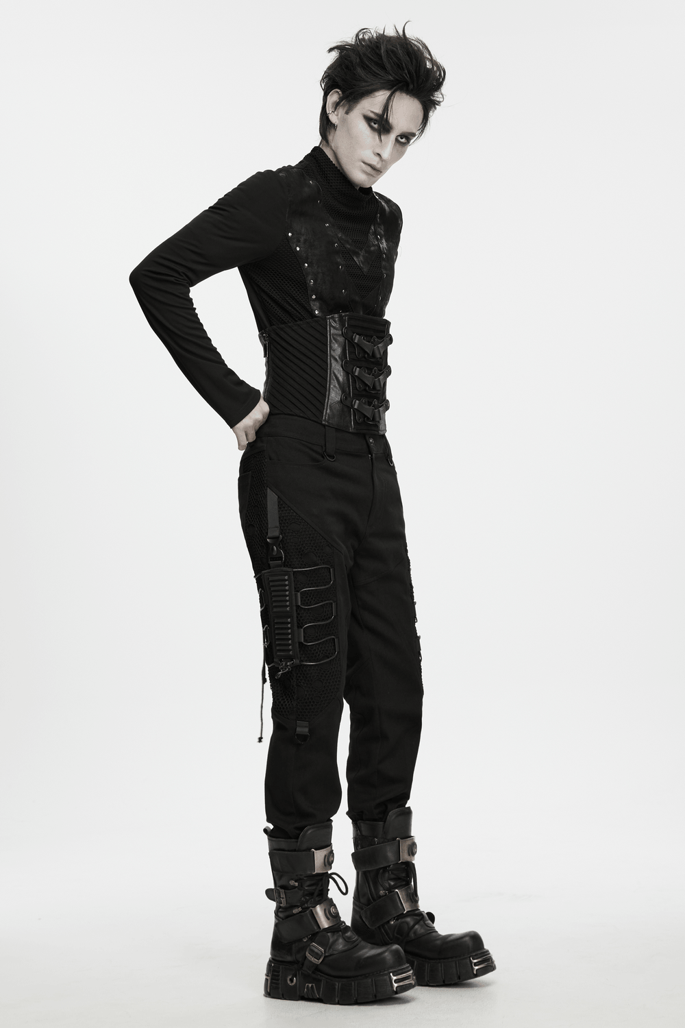 Punk Techwear Corset with Buckle Hardware for Men