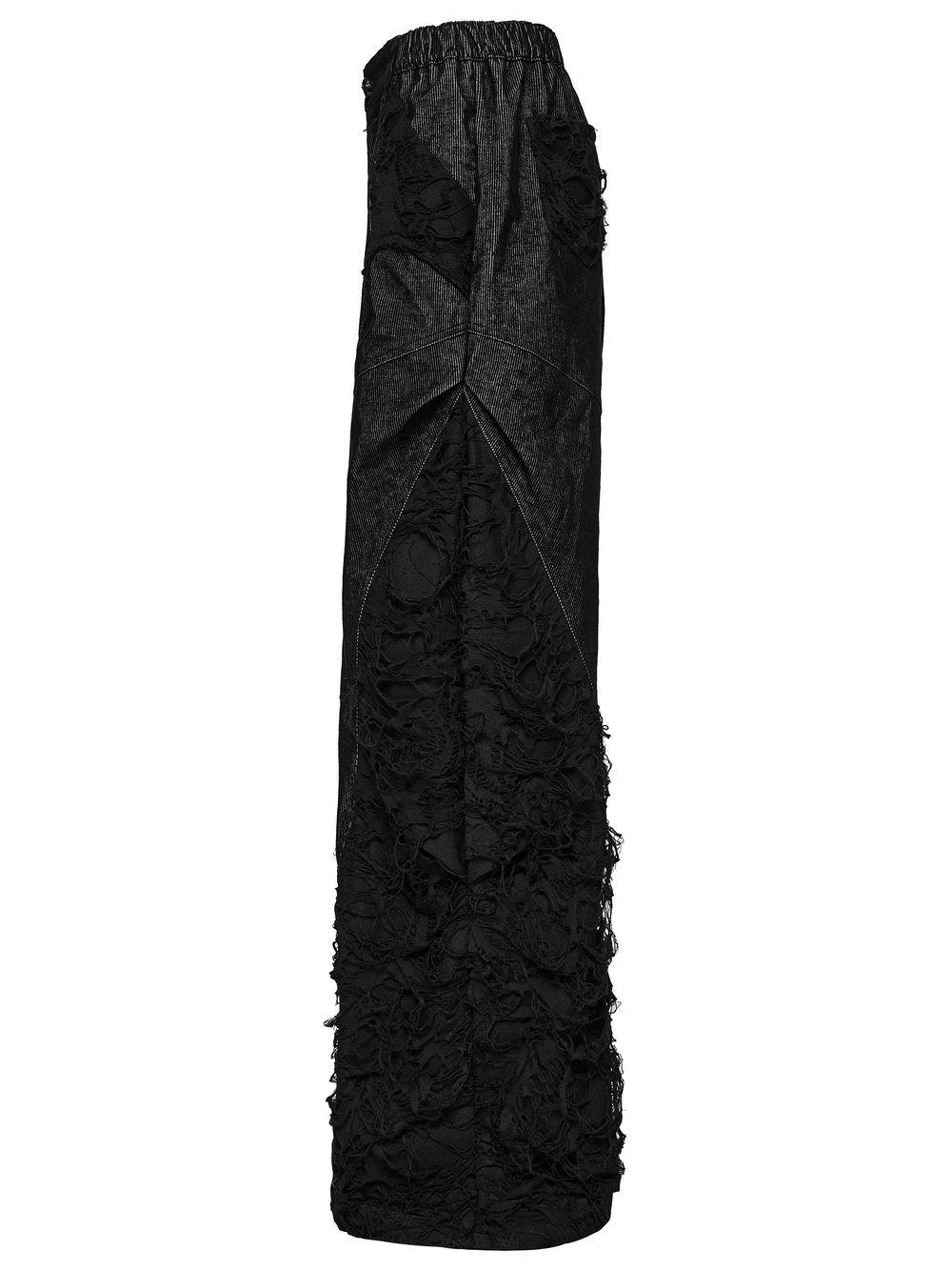 Punk Wide Leg Corduroy Pants with Shredded Mesh