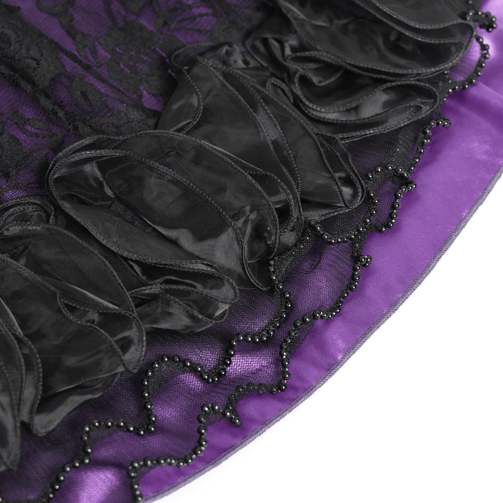 Purple Gothic Lace Corset Mini Dress with Ruffles