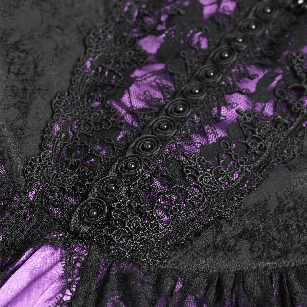 Purple Gothic Lace Corset Mini Dress with Ruffles