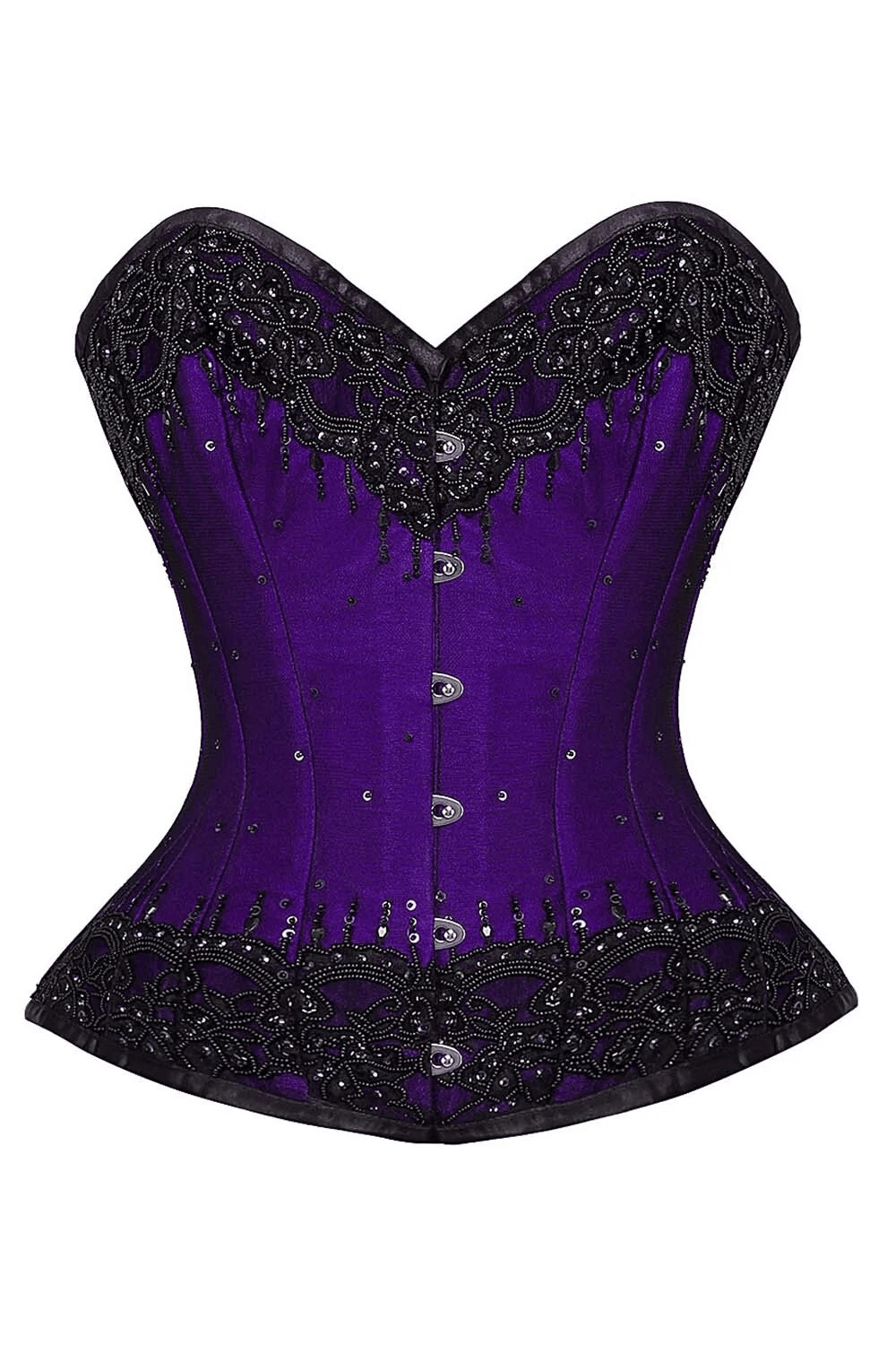 Purple Lace Overlay Overbust Corset with Boning