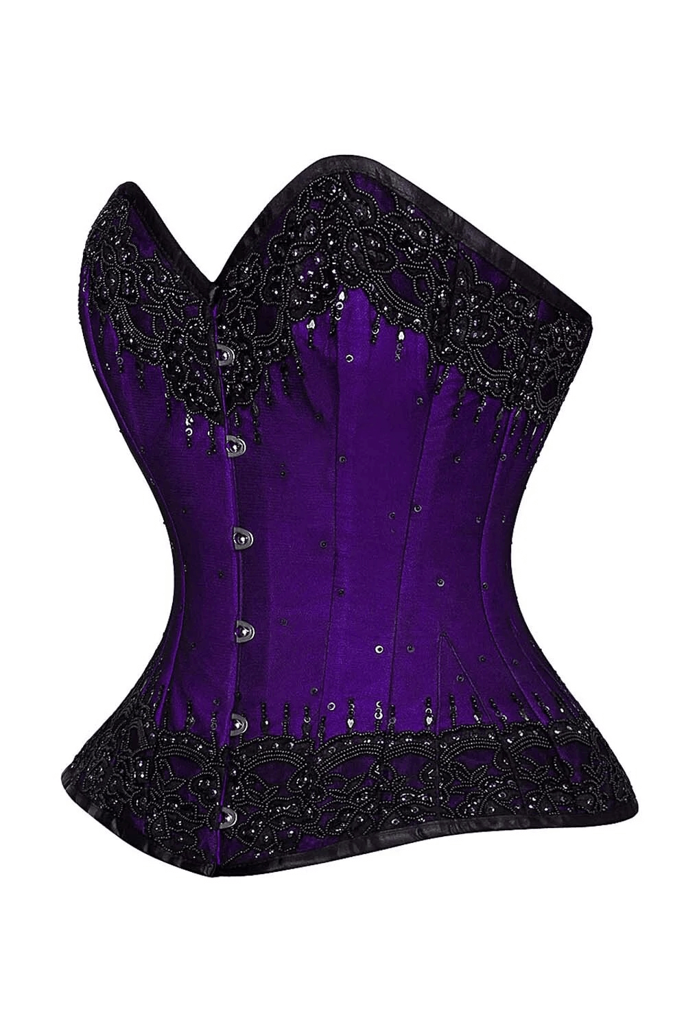 Purple Lace Overlay Overbust Corset with Boning