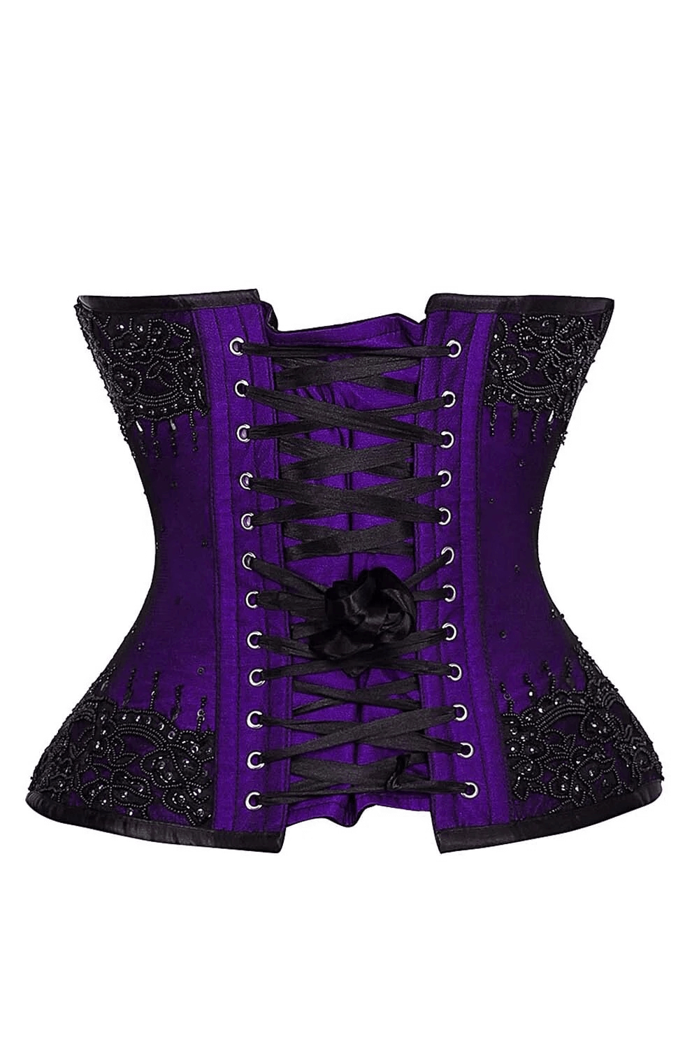 Purple Lace Overlay Overbust Corset with Boning