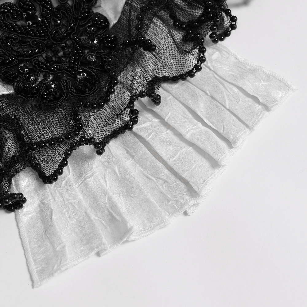 Romantic Gothic Blouse with Flared Lace Sleeves
