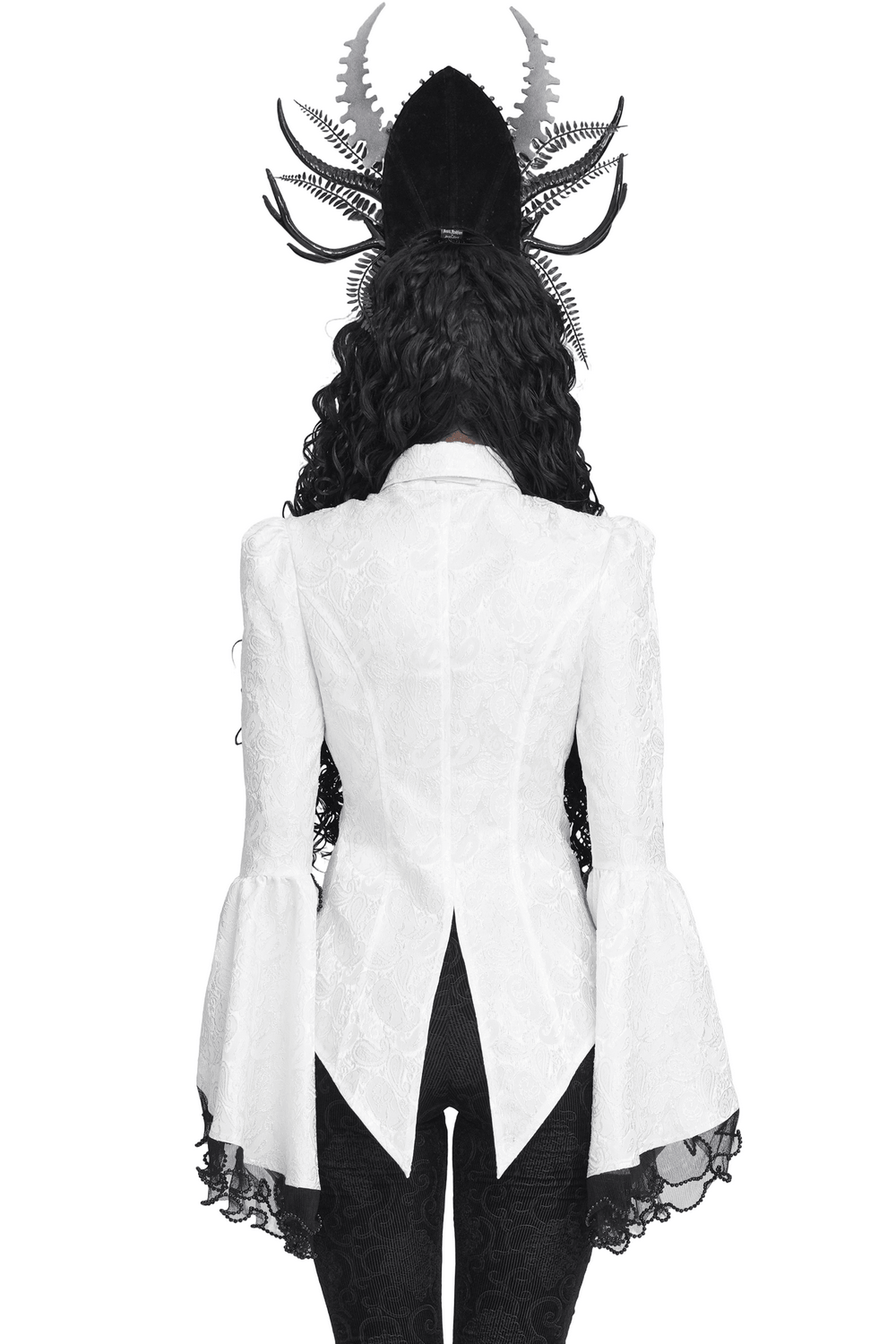 Romantic Gothic Blouse with Flared Lace Sleeves