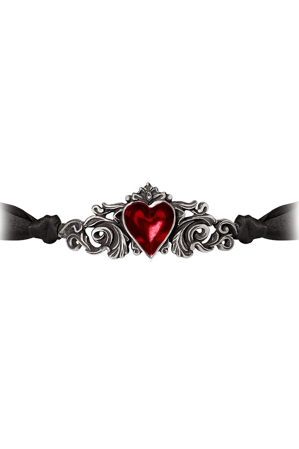 Romantic Gothic Choker with Red Heart Pendant