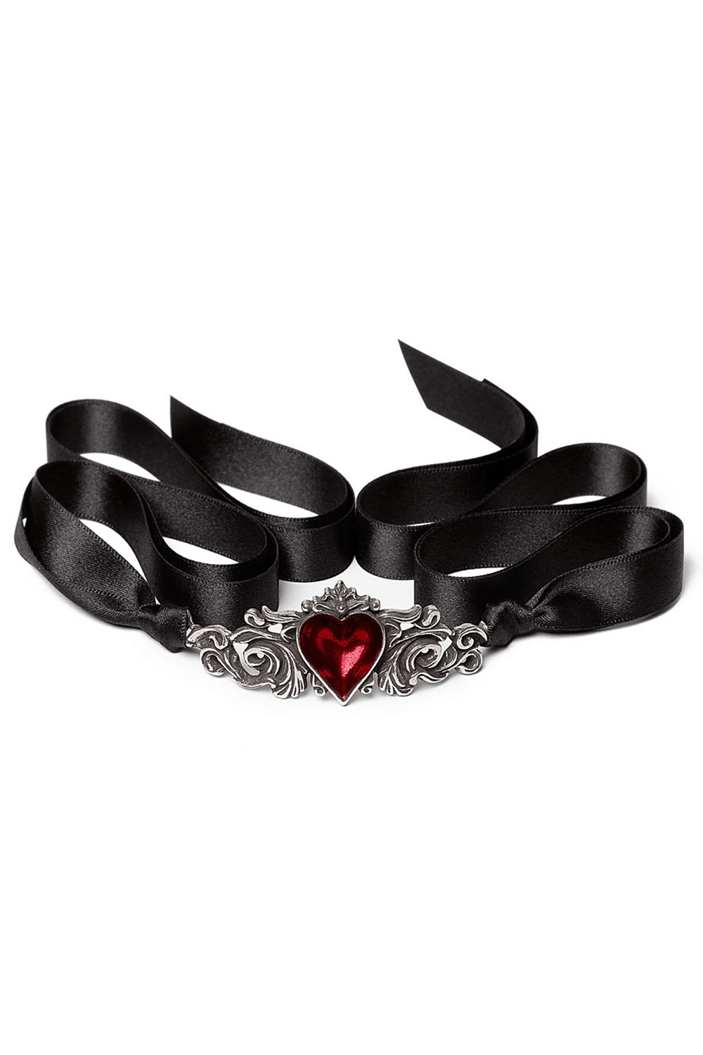 Romantic Gothic Choker with Red Heart Pendant
