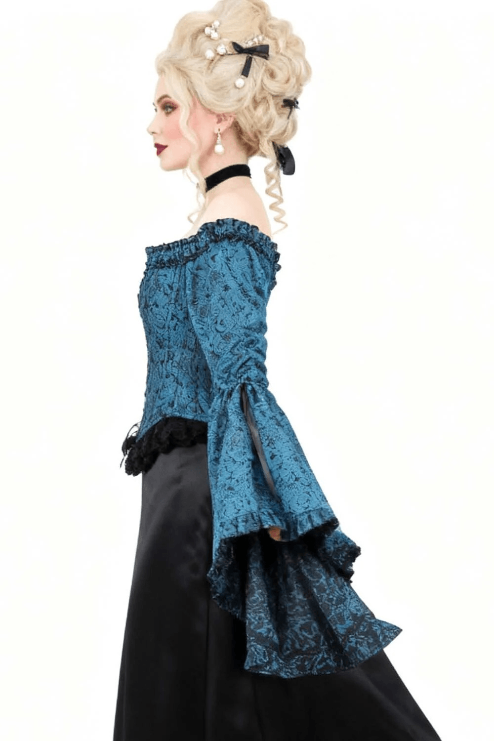 Romantic Gothic Off Shoulder Corset with Bell Sleeves