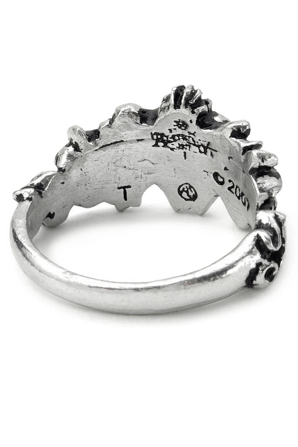 Romantic Gothic Ring with Red Heart and Floral Design
