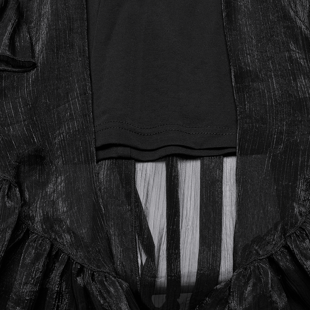 Romantic High Waist Gothic Mesh Skirt with Ruffle Layers