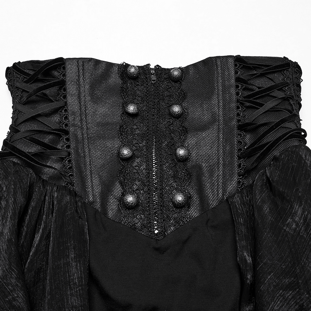Romantic High Waist Gothic Mesh Skirt with Ruffle Layers