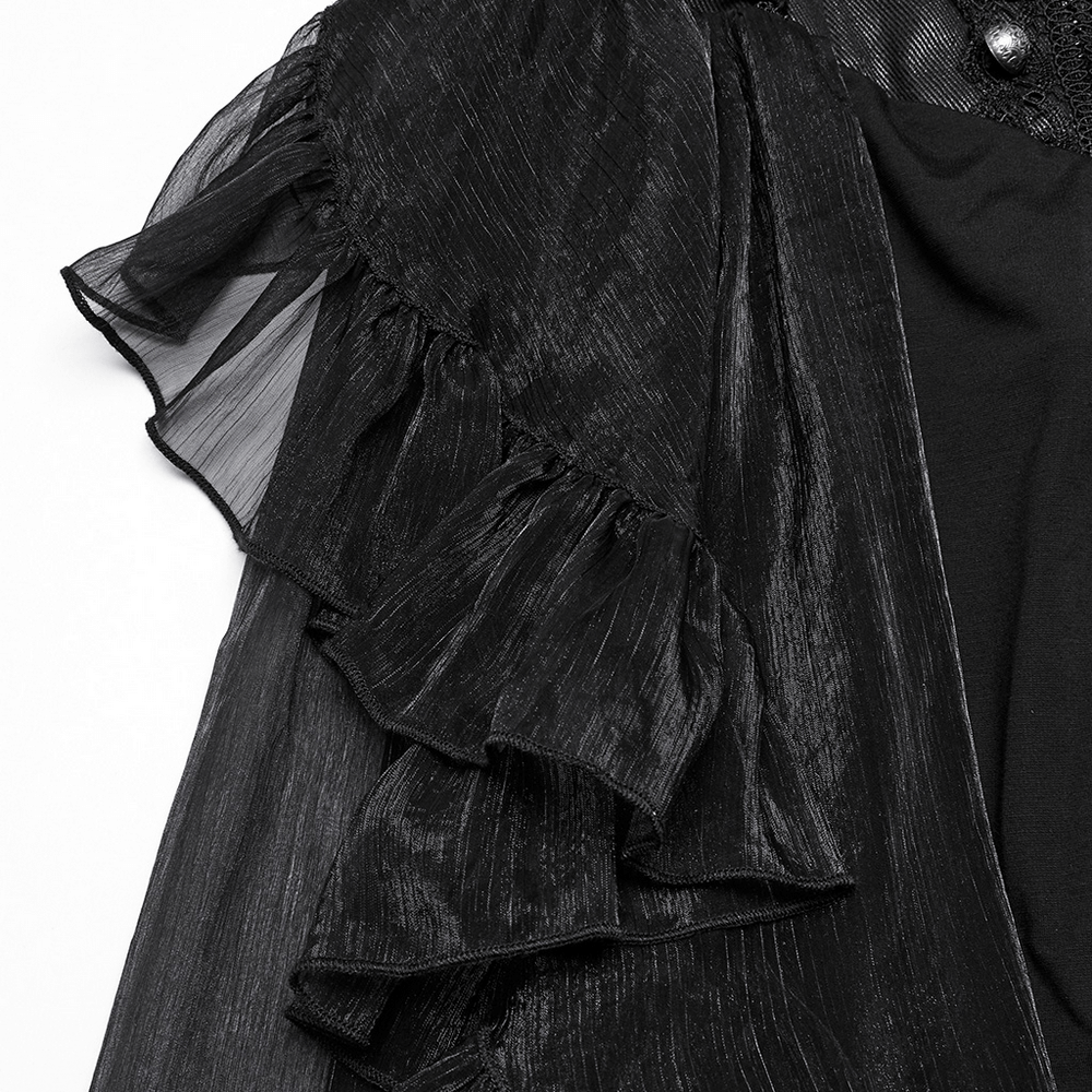 Romantic High Waist Gothic Mesh Skirt with Ruffle Layers