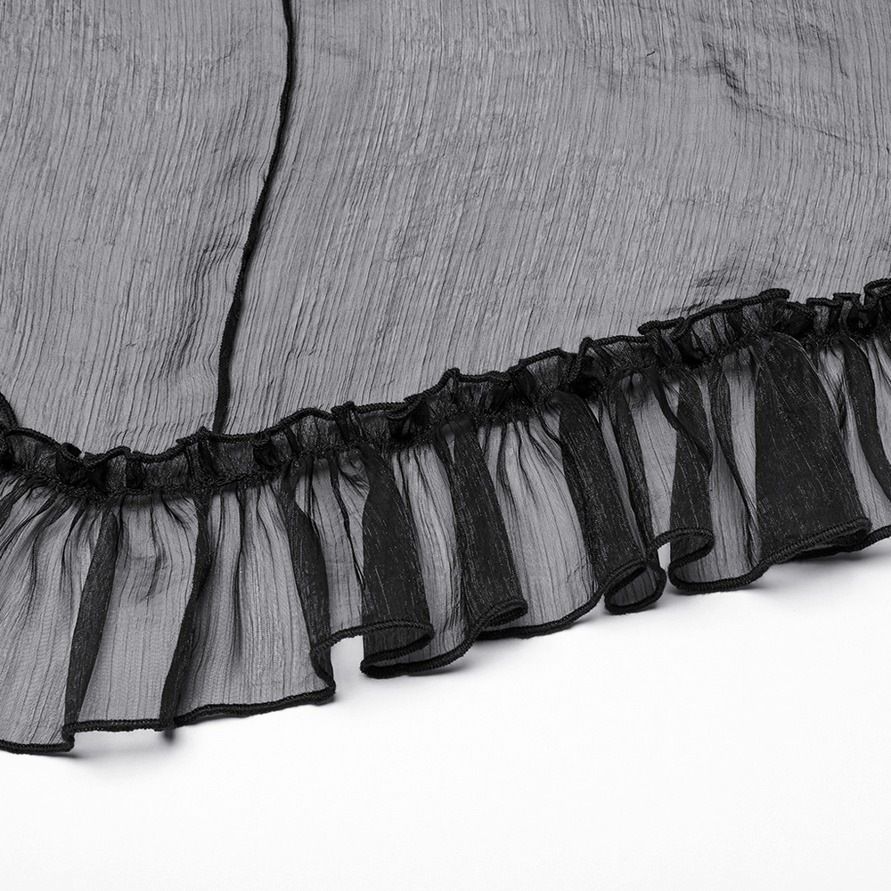 Romantic High Waist Gothic Mesh Skirt with Ruffle Layers