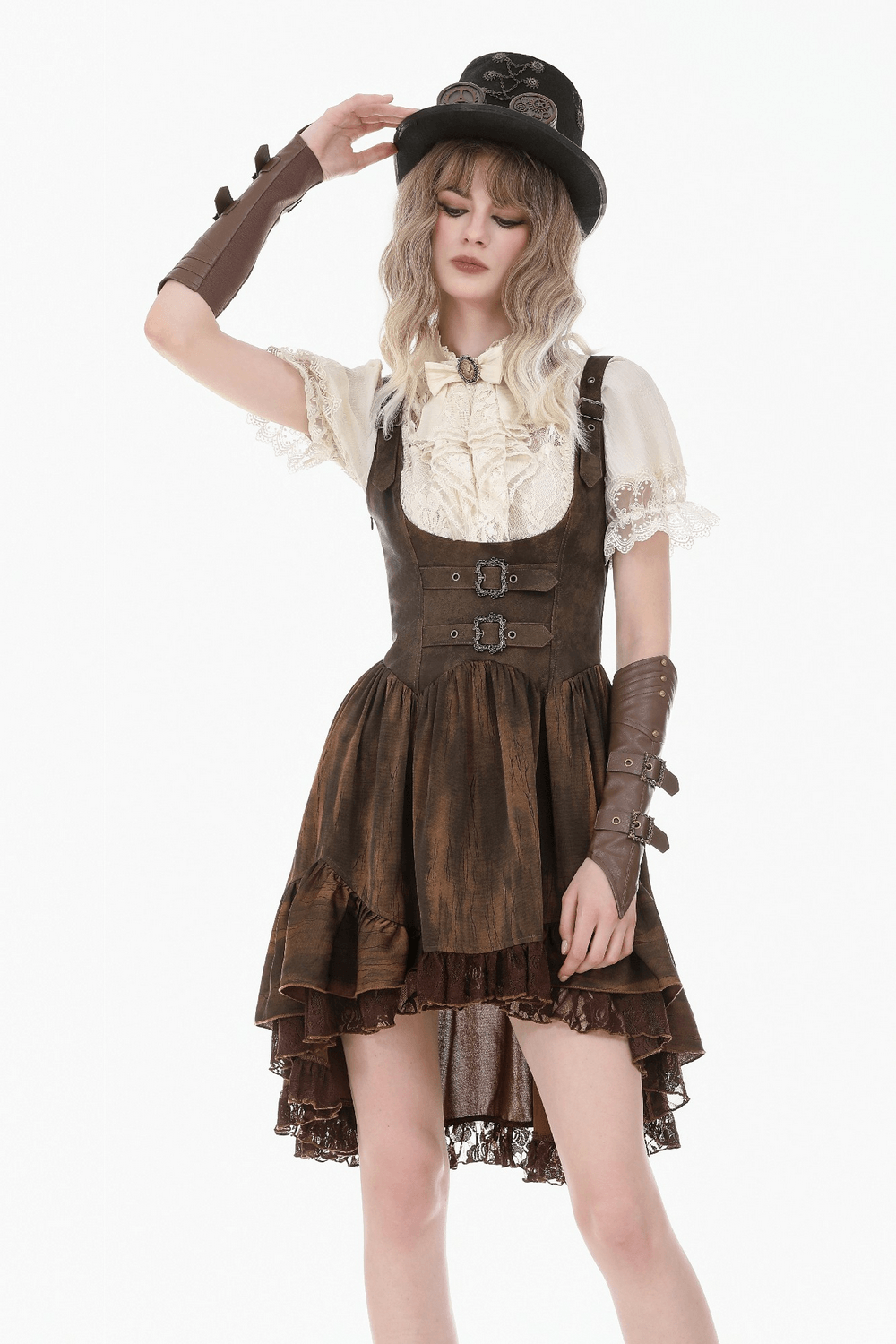 Romantic Victorian Lolita Blouse with Lace and Puff Sleeves