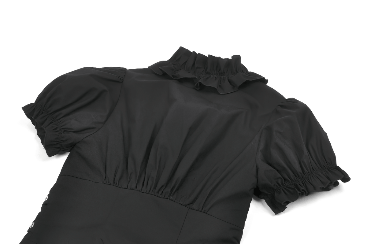 Ruffle Zip Crop Top with Buckle Straps for Women