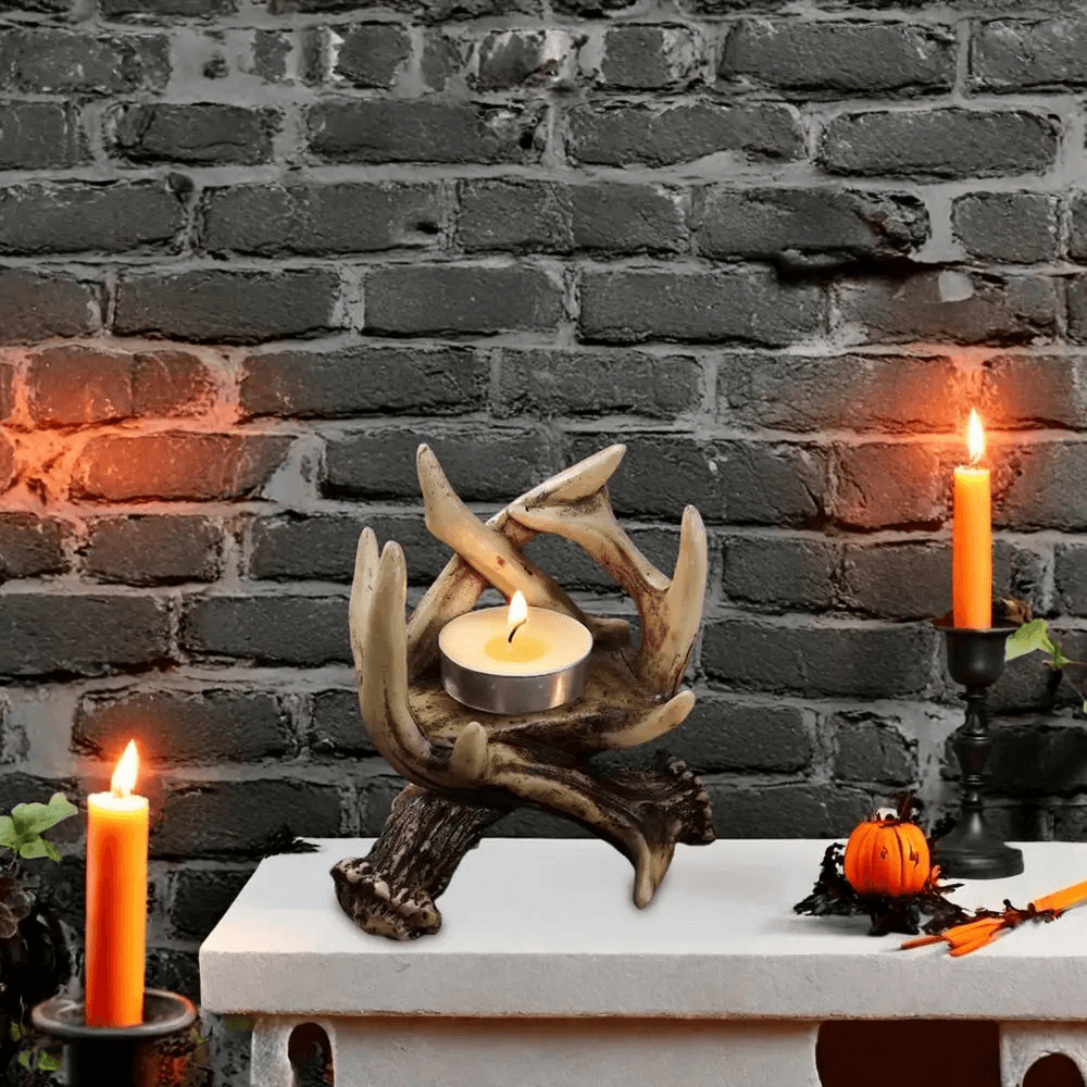 Rustic Antler Candle Holder for Gothic Home Decor