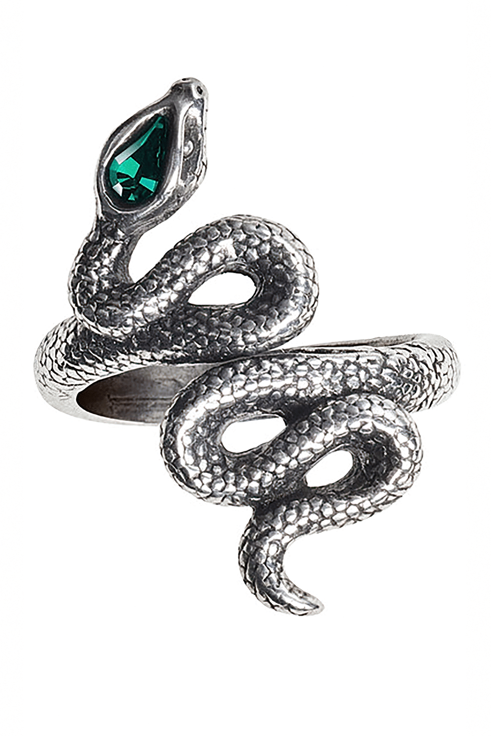Serpent Gothic Ring with Green Austrian Crystal