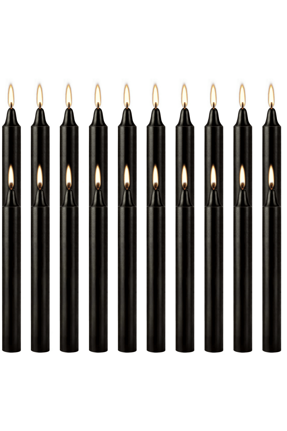 Set of 10 Black Drip-Free Candles for Weddings and Events