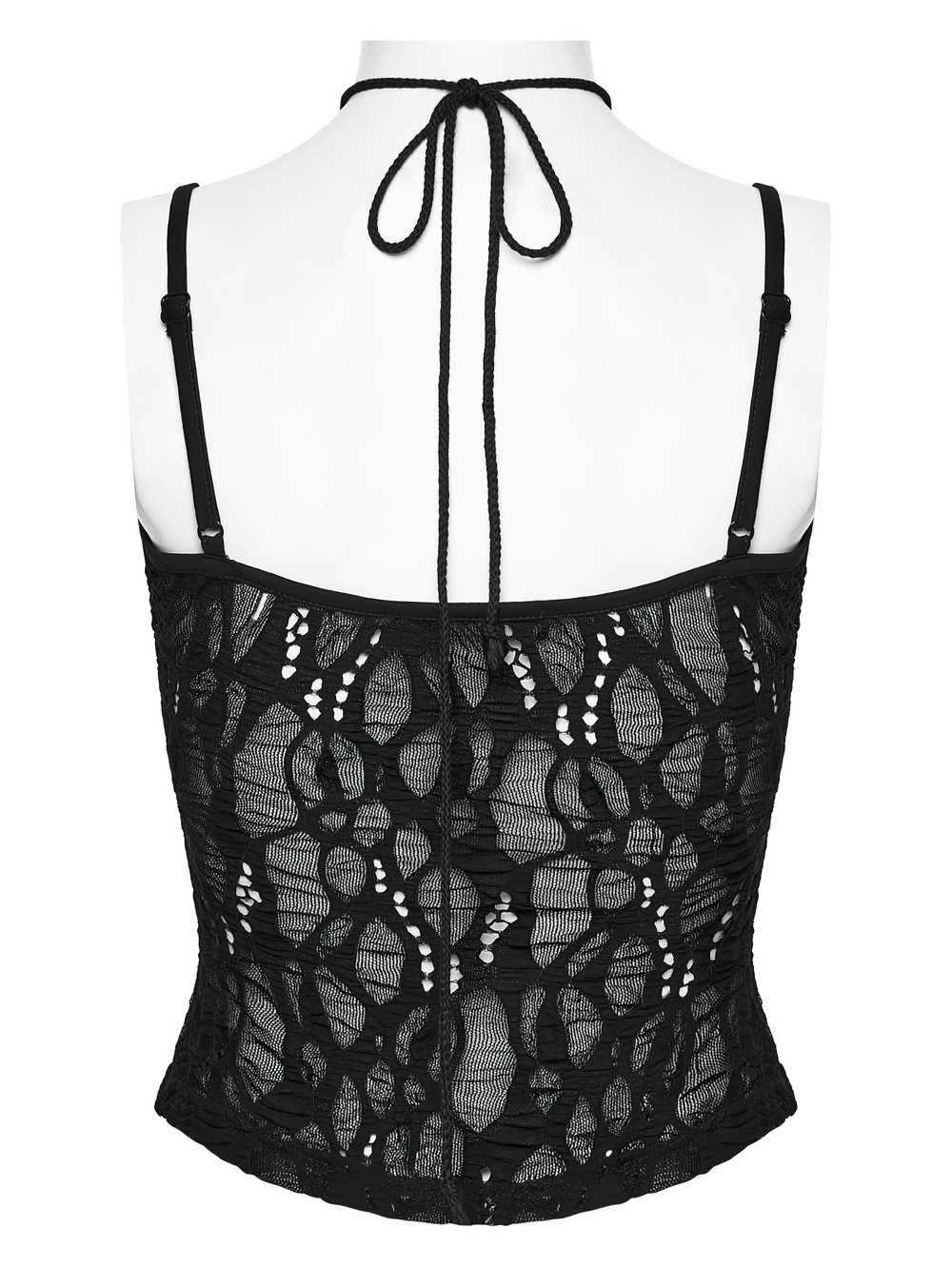 Sexy Black Gothic Lace Mesh Lace-Up Punk Camisole