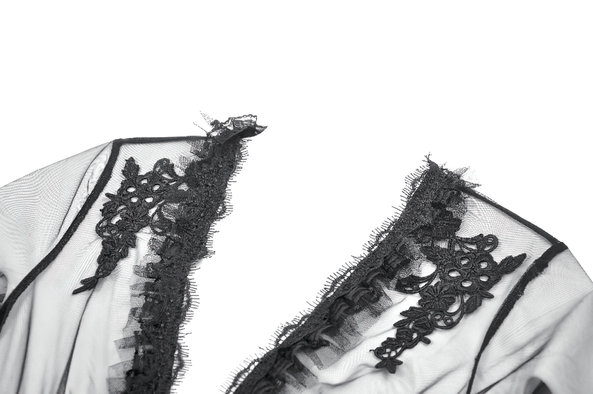 Sexy Black Gothic Sheer Lace Cape with Corset Back Detail