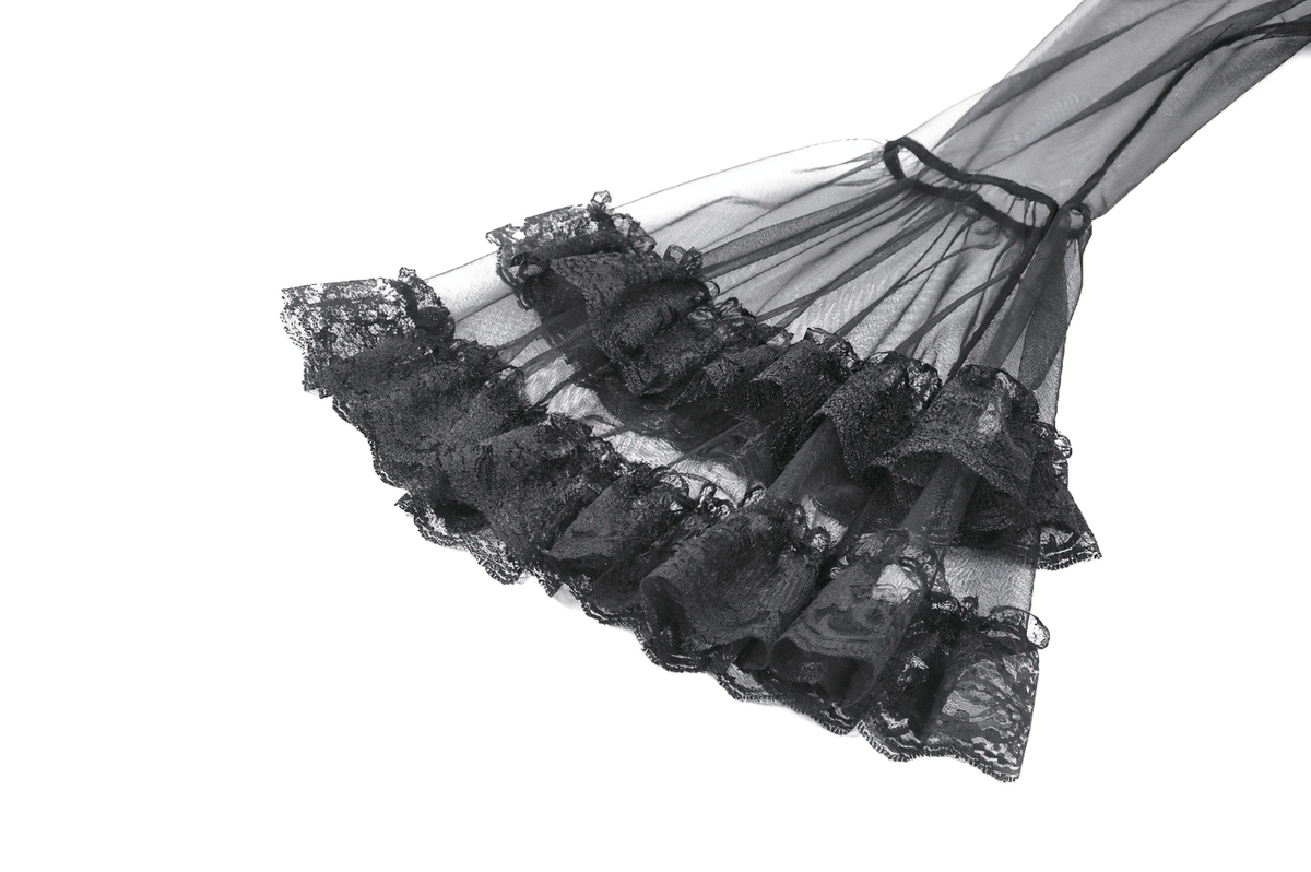Sexy Black Gothic Sheer Lace Cape with Corset Back Detail