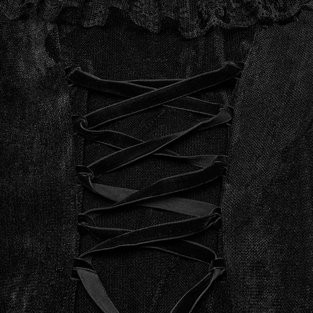 Sexy Goth Mesh Dress with Ruffle and Fishtail Hem Design