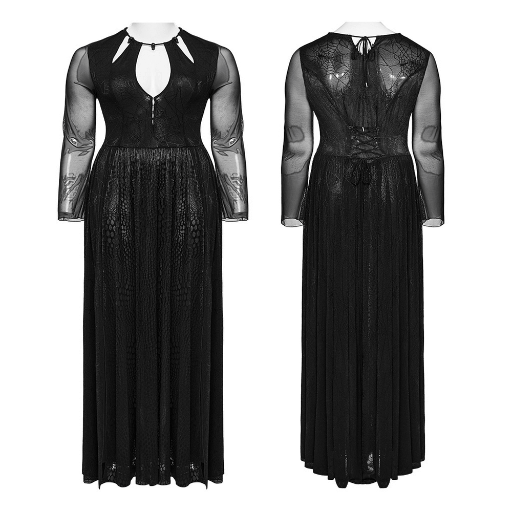 Sexy Mesh Gothic Dress with Spiderweb and Python Pattern