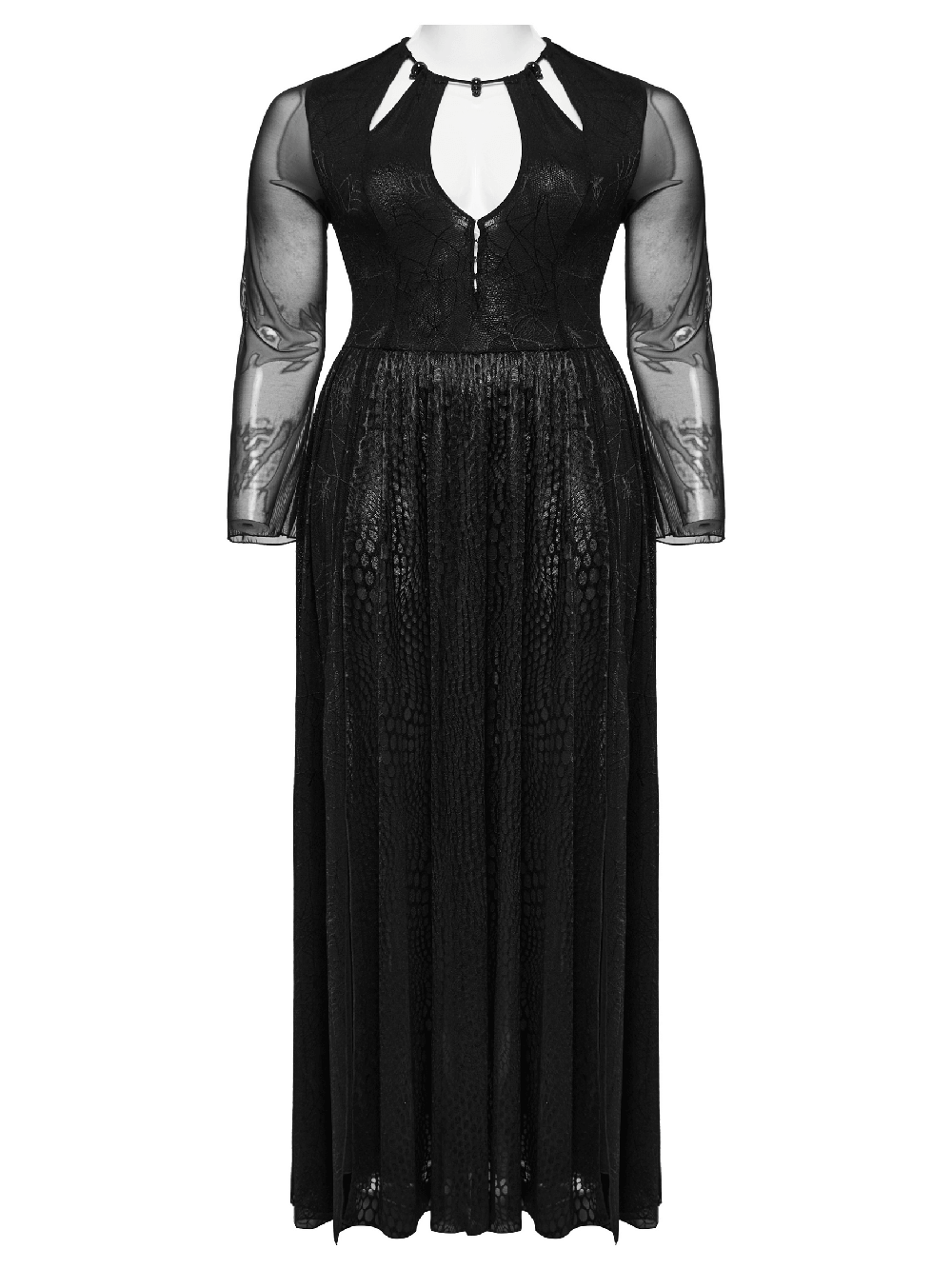 Sexy Mesh Gothic Dress with Spiderweb and Python Pattern