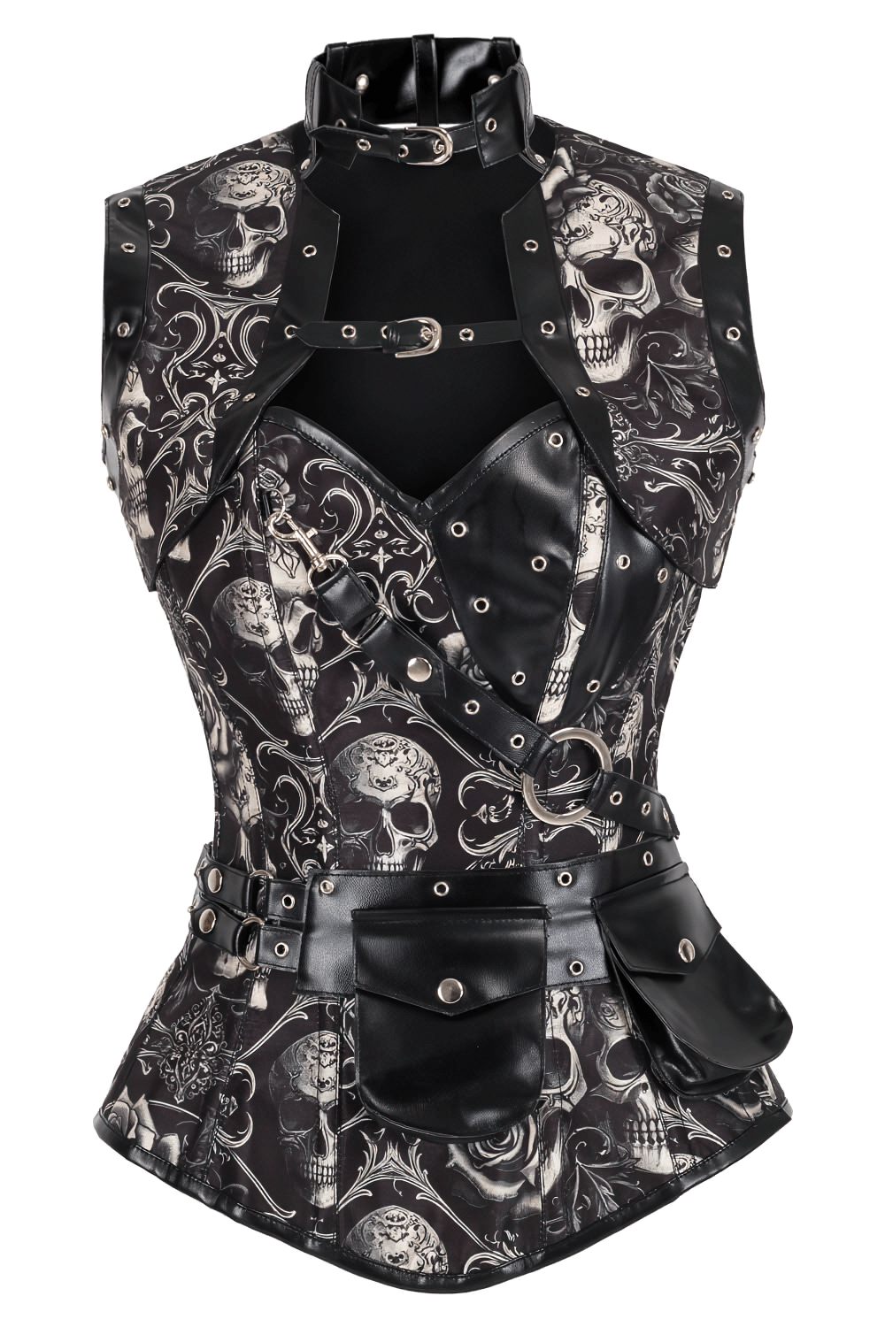 Skull Baroque Steampunk Overbust Corset With Shrug