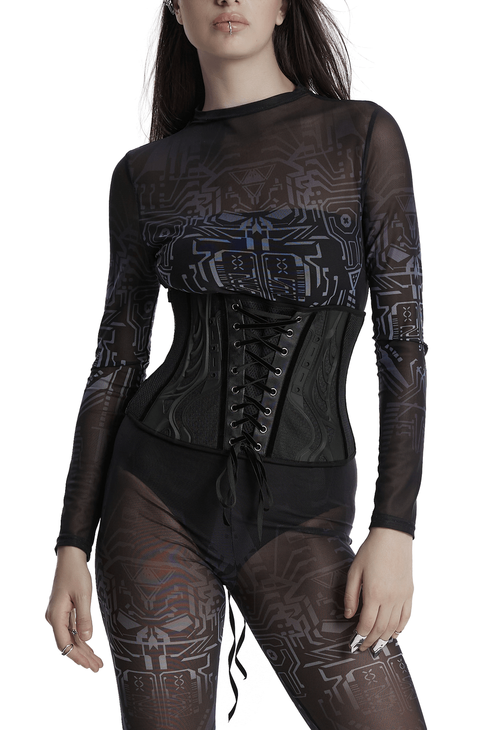 Sleek Lace-Up Underbust Corset in Stylish Black Design