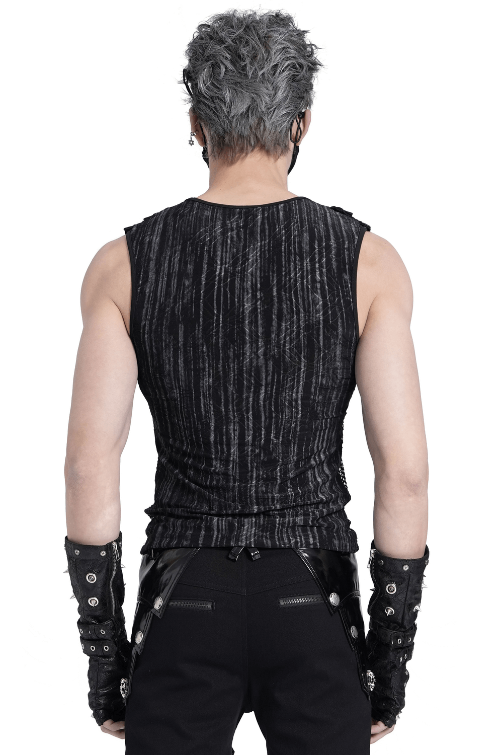 Sleeveless Gothic Top with Mesh Sides and Buckle Straps