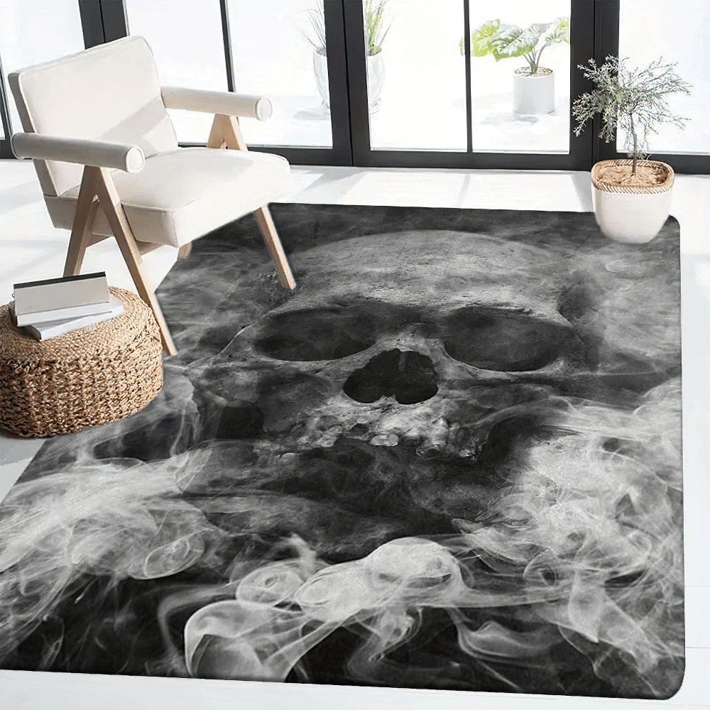 Smoked Skull Gothic Area Rug for Dark Interiors