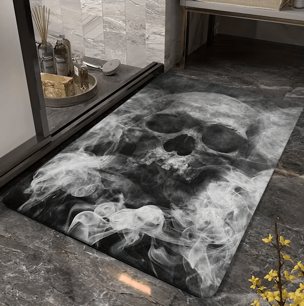 Smoked Skull Gothic Area Rug for Dark Interiors