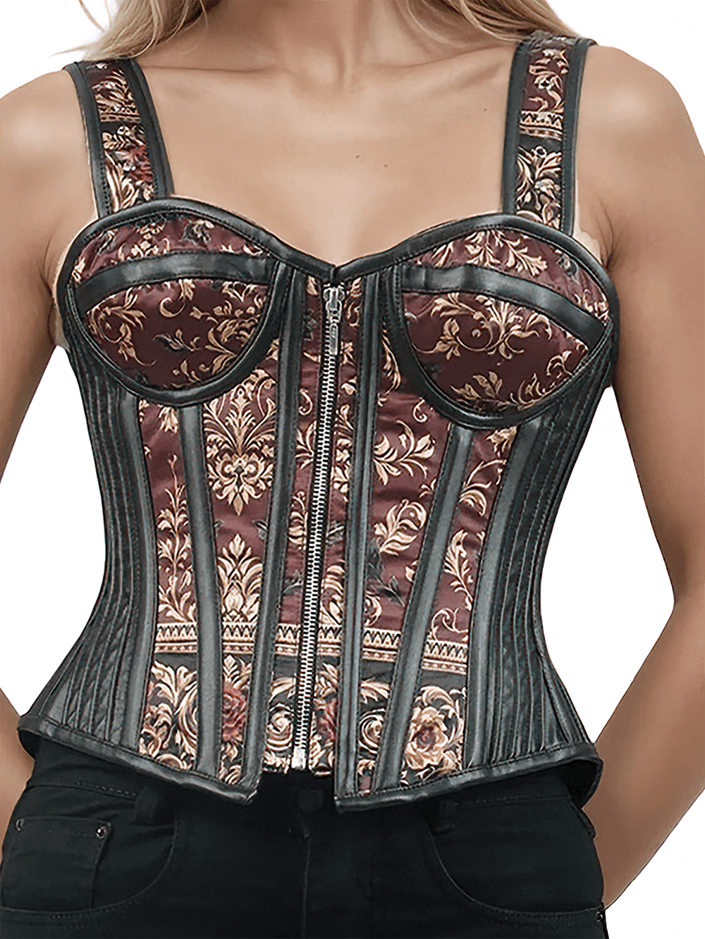 Sophisticated Overbust Corset with Front Zipper Closure