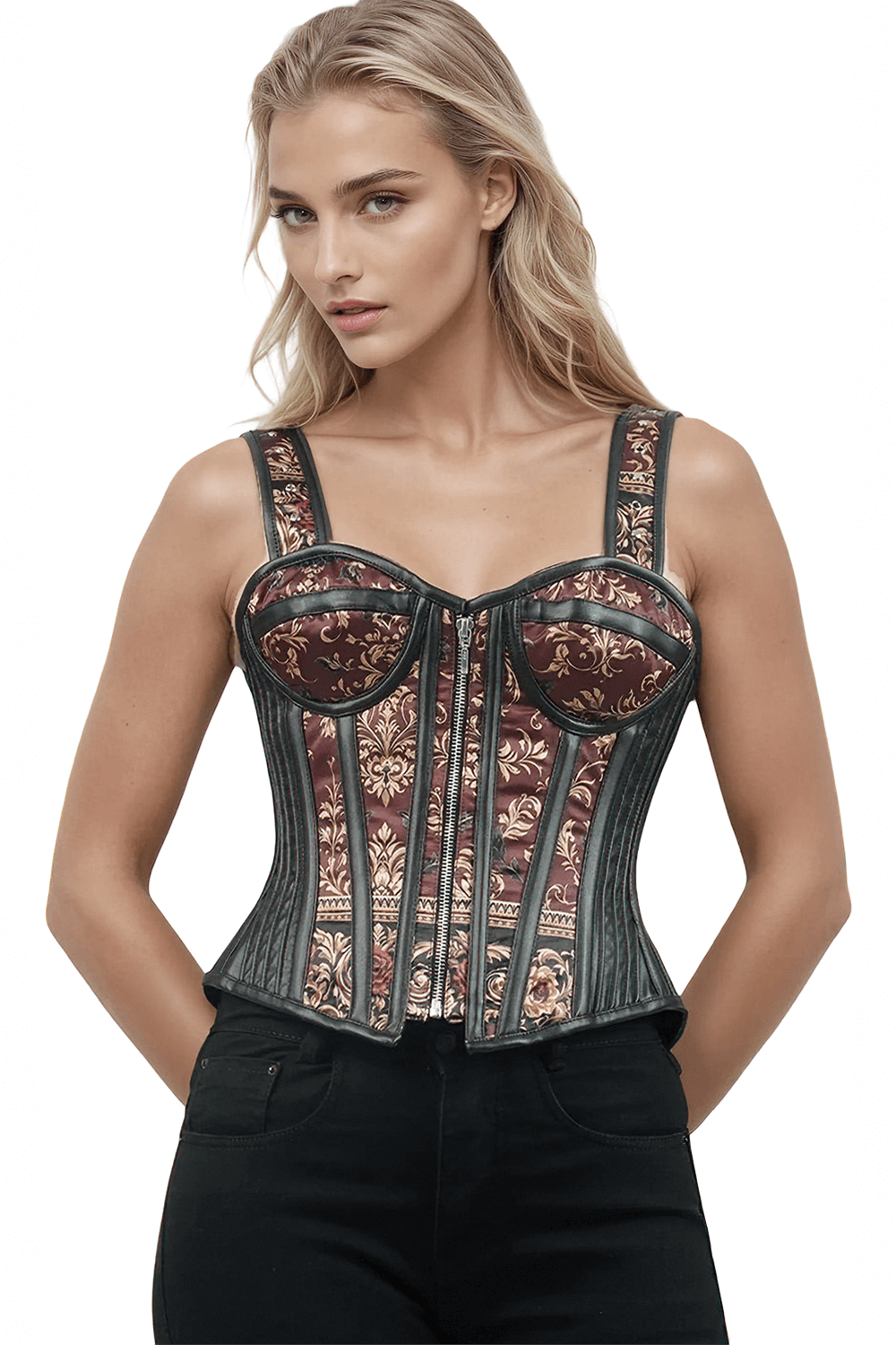Sophisticated Overbust Corset with Front Zipper Closure