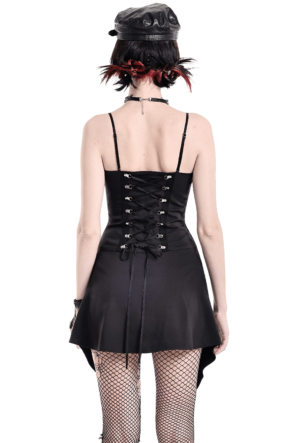 Spaghetti Strap Dress with Wine Red Brocade Panels