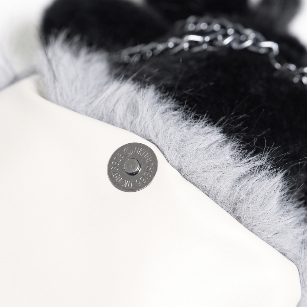 Spider Backpack with Faux Fur and Metal Chain Details